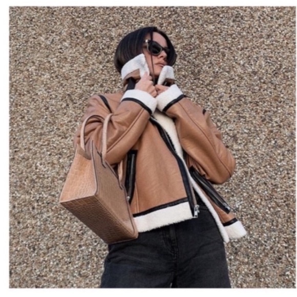 Flash Sale Type Alpha Jacket NEW WITH TAGS Faux leather shearling lined Size L - Picture 2 of 13